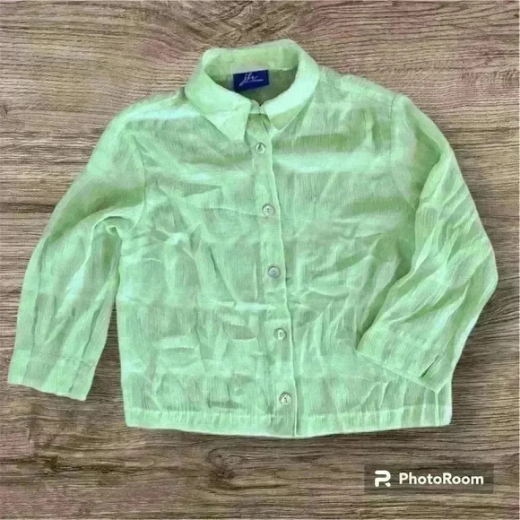 Sheer Lime Green 3/4 Sleeve Blouse Size Small - Picture 1 of 2
